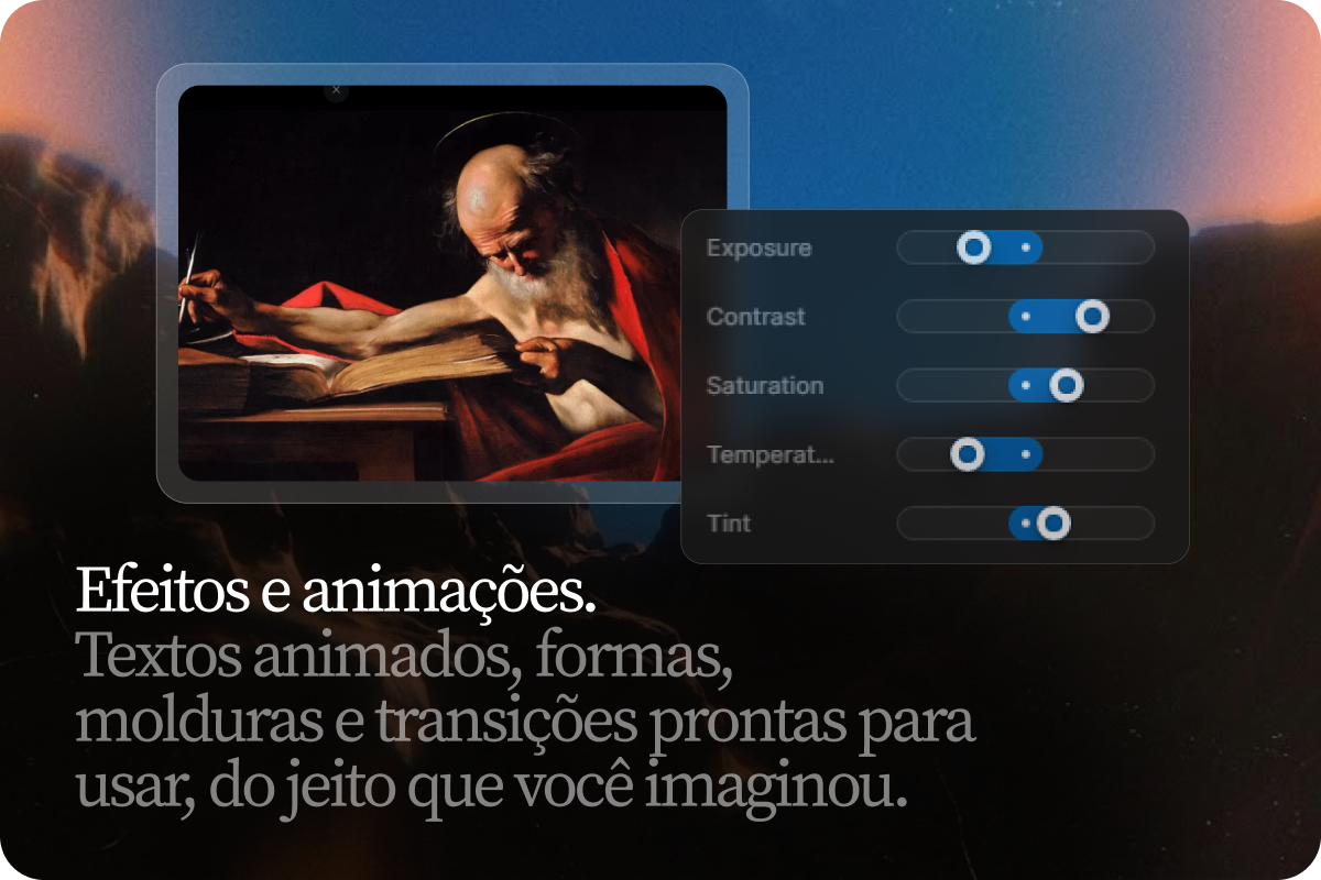 Efeitos, textos e animações